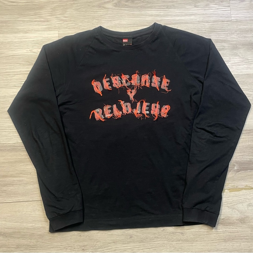 Diesel Black Pullover with Red Logo Tag